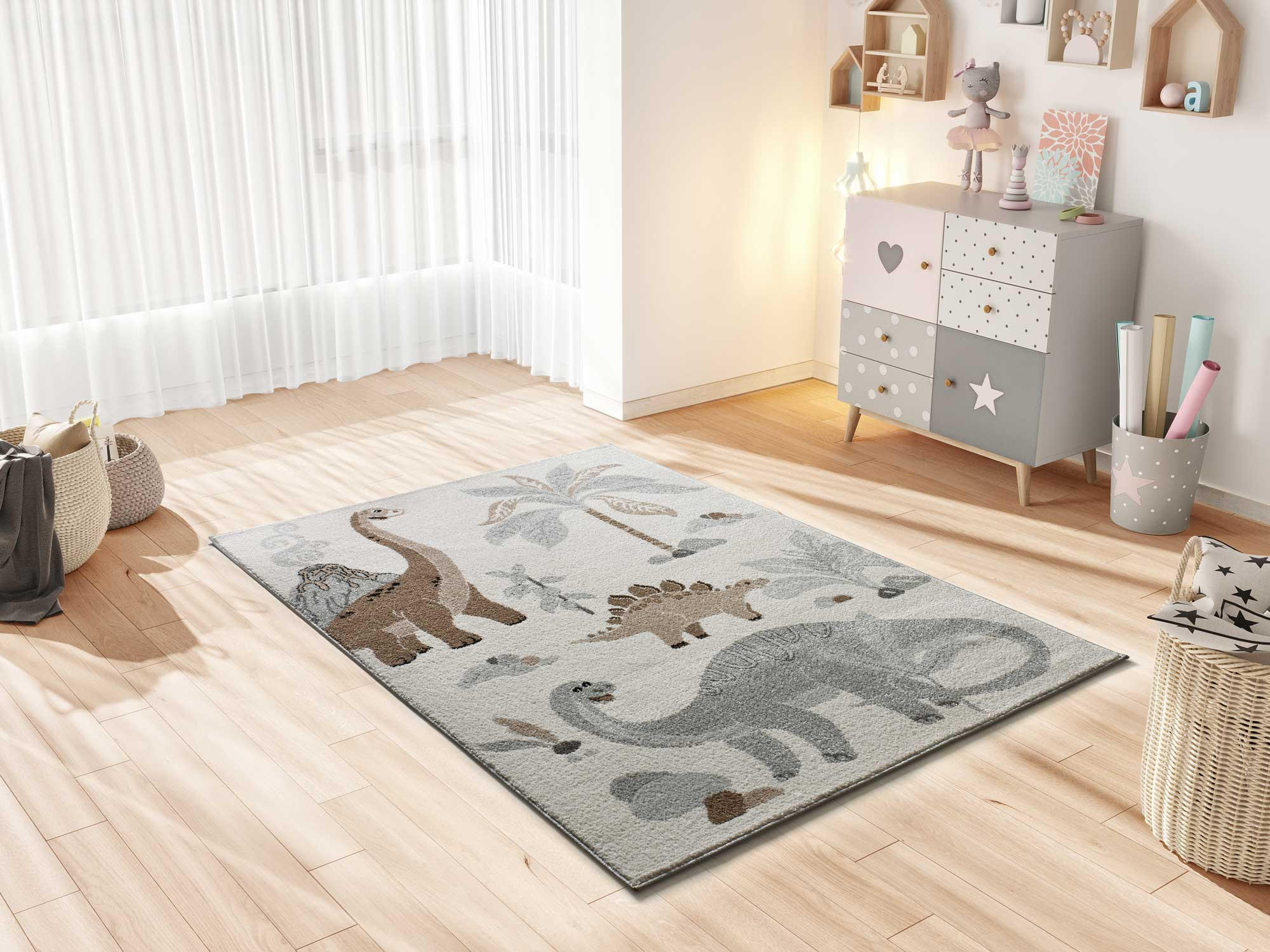 Thumbnail - Atticgo Kinderteppich, Weiß, Textil, Tiere, Rechteckig, 120x170 cm, Oeko-Tex® Standard 100, antistatisch, für Fußbodenhe...