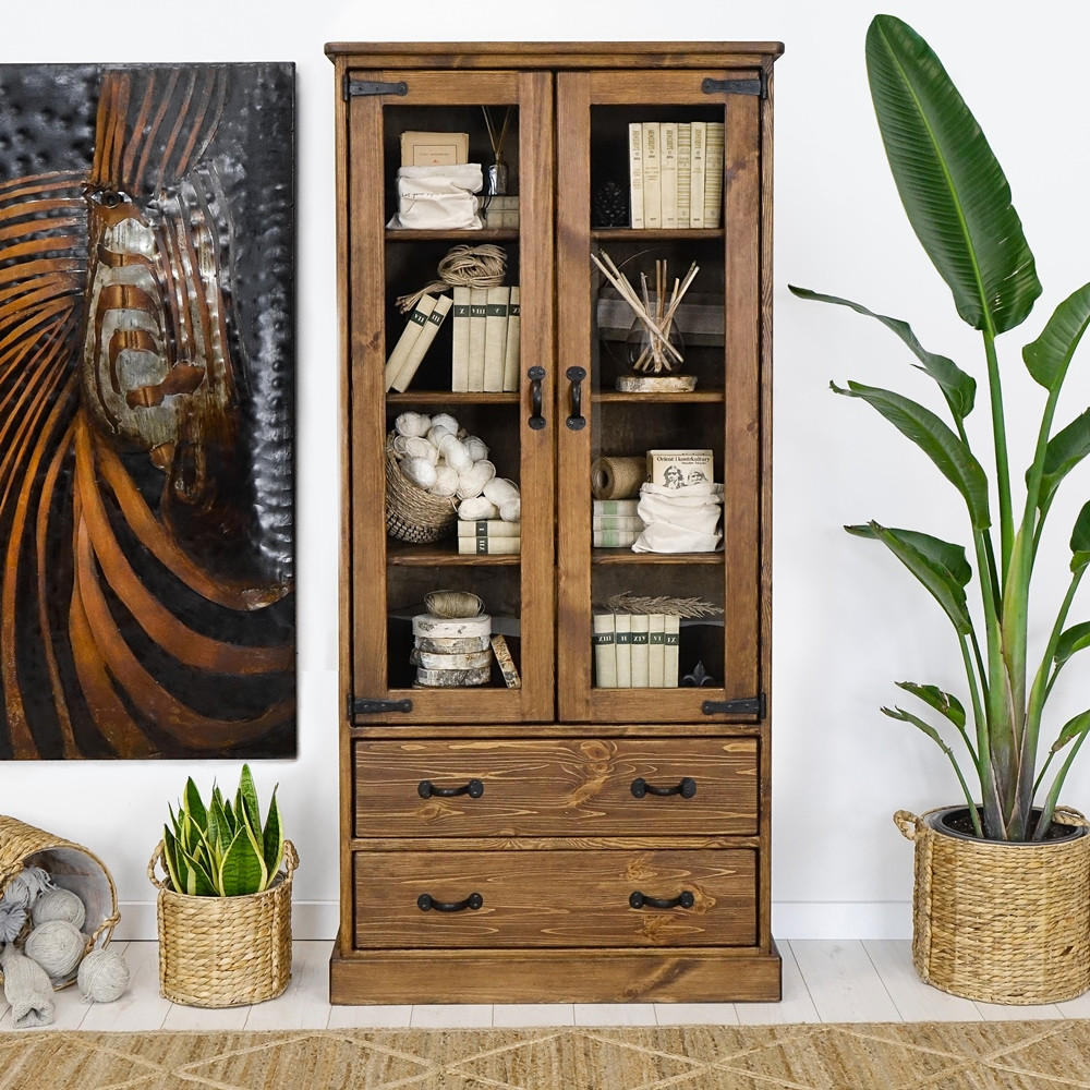 VITRINE aus Massivholz Rustyk - Dunkelbraun/Schwarz, Holz (90/190/40cm) - Seart