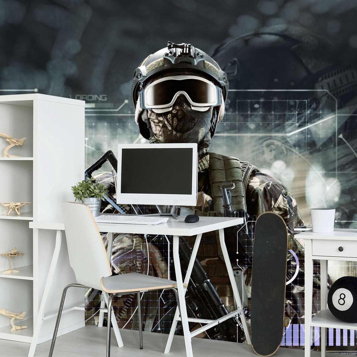 FOTOTAPETE für Jugendzimmer Futuristischer Soldat Krieger 300x210 - Braun/Grau, Papier (300/210cm) - Muralo