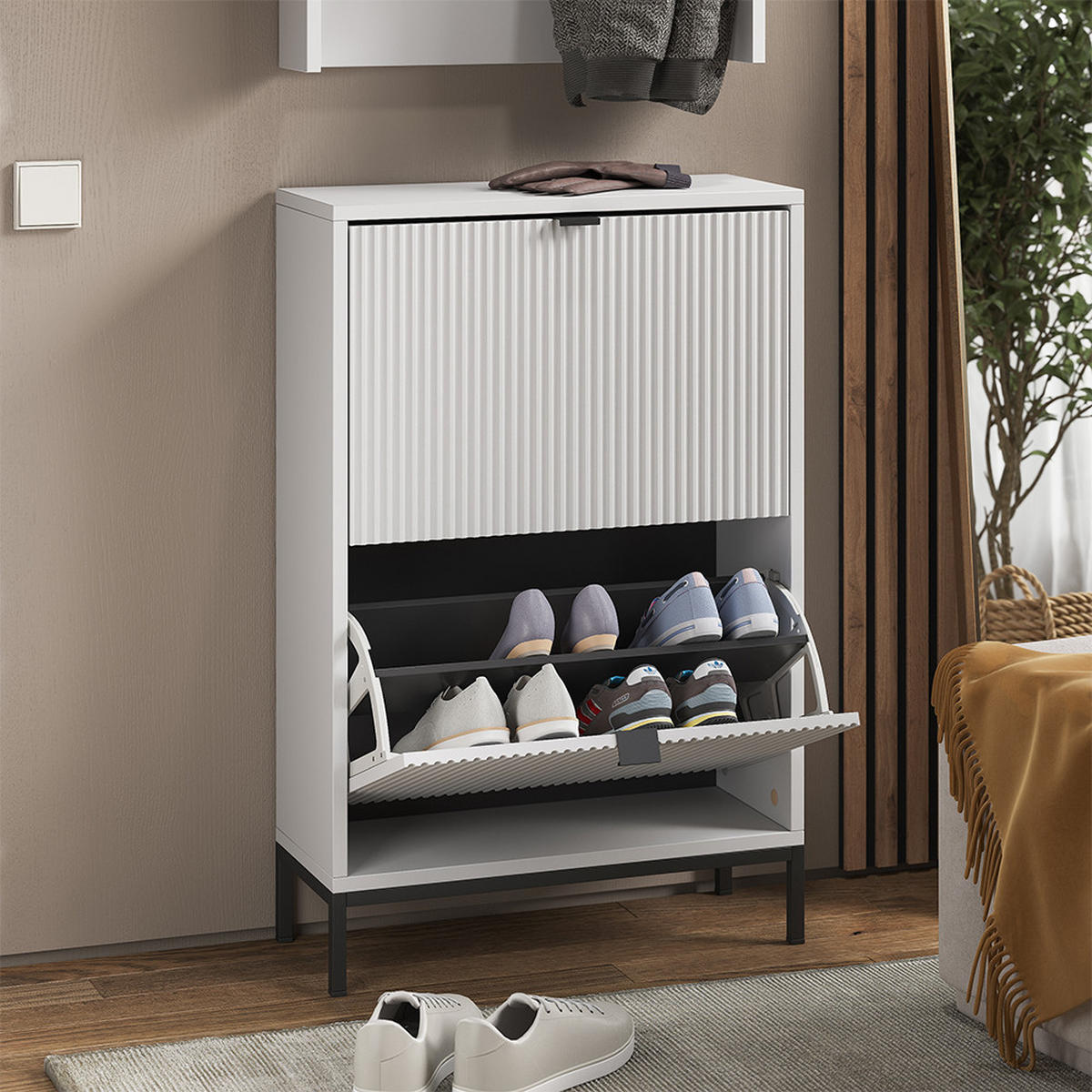 GARDEROBE Eliza Weiß 60 x 92 cm Set, 2 Teile - Weiß, Holzwerkstoff (60/92/24cm) - Vicco