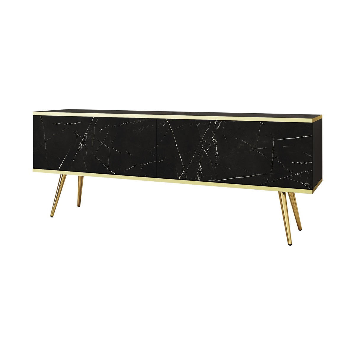 LOWBOARD – 135 cm – Oro – Schwarz – TV-GEN0303 - Schwarz, Holzwerkstoff (135/30/32cm) - hi-markt