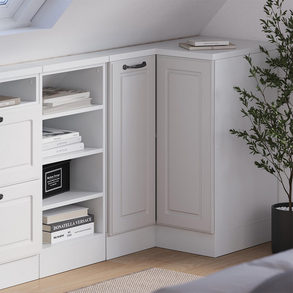 DACHSCHRÄGENSCHRANK ECKSCHRANK Rion Weiß Landhaus/Weiß 75.6 x 81.6 cm mit 1 Tür - Weiß, Holzwerkstoff (75.6/81.6/75.6cm) - Vicco