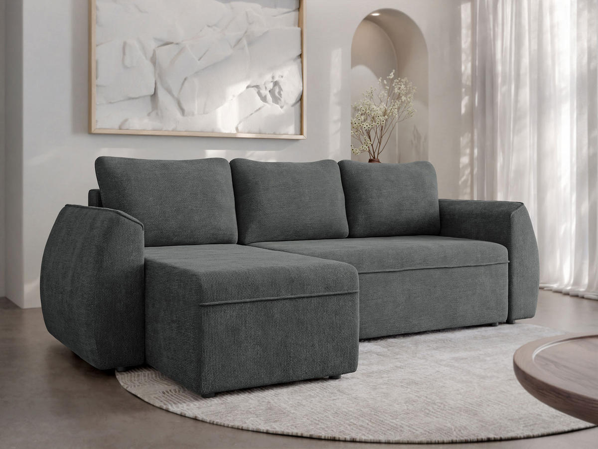 ECKSCHLAFSOFA Darlan - Schwarz/Graphitfarben, Holz/Kunststoff (245/143cm) - MIRJAN24