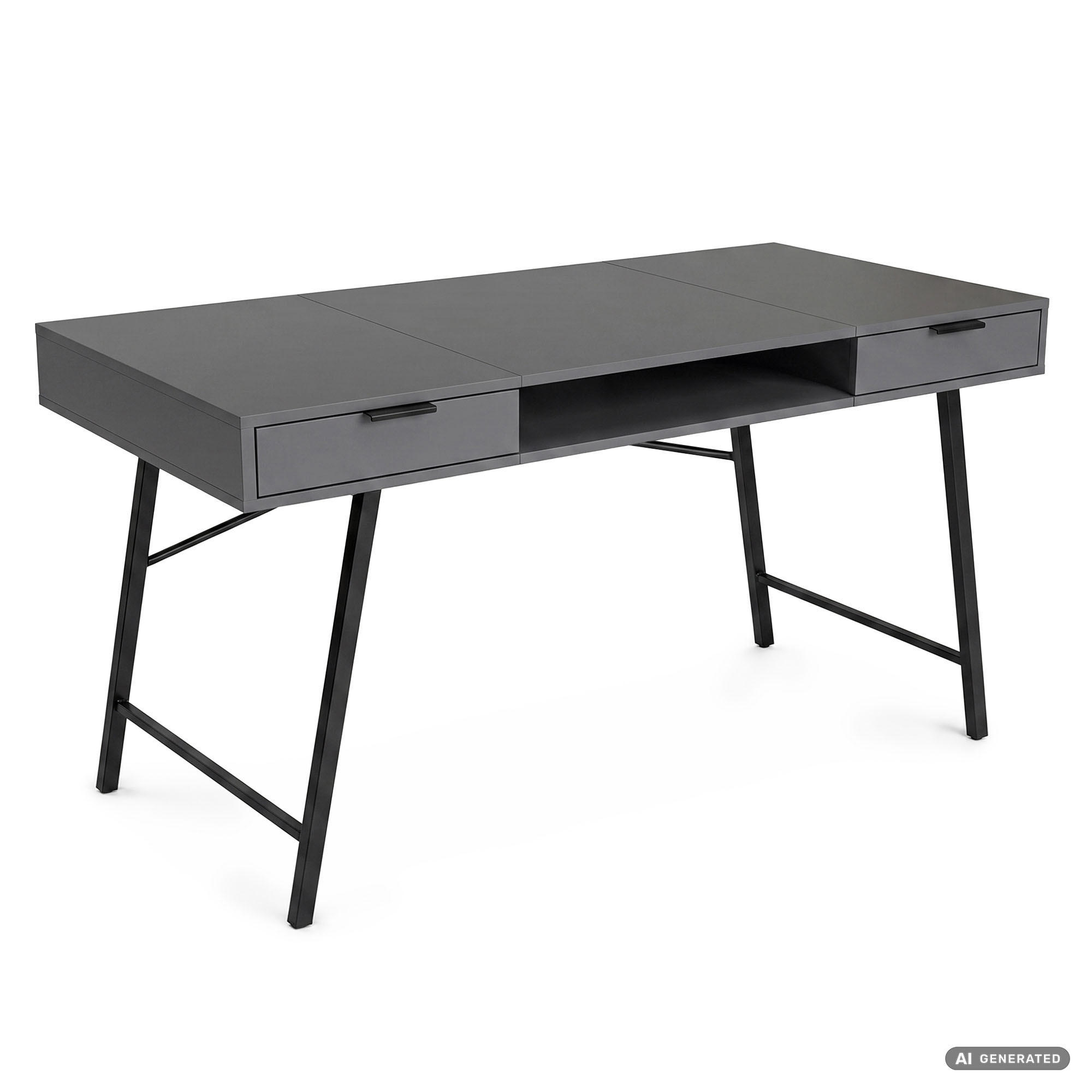 SCHREIBTISCH ARDEN 120 cm Graphit - Graphitfarben/Schwarz, Holzwerkstoff (120/50/80.5cm) - Akord