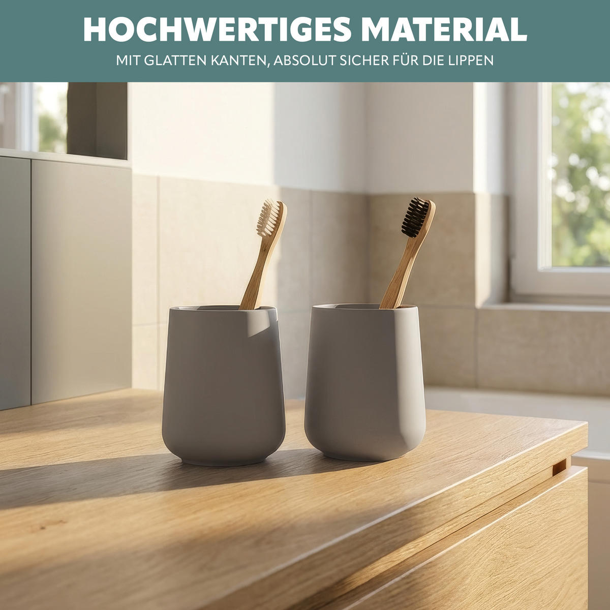 BECHER-SET TESERO 2tlg., Soft-Touch, taupe - Taupe, Kunststoff (8.5/10.5/8.5cm) - eluno