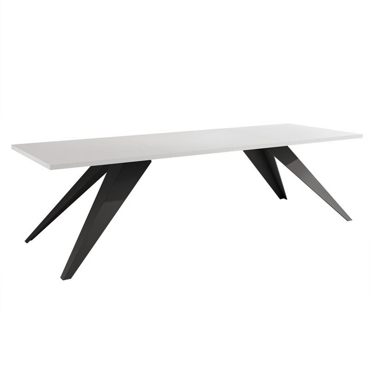 AUSZIEHTISCH XANDRO 140/80/76 cm mit Metallgestell, Schwarz / Weiß - Schwarz/Weiß, Holzwerkstoff/Metall (80/140/76cm) - Idohome