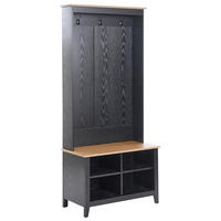 ORGANIZATOR ZA ČEVLJE s stojalom za oblačila črna/svetlo rjava Durack - svetlo rjava/črna, leseni material (76/170/39cm) - Beliani
