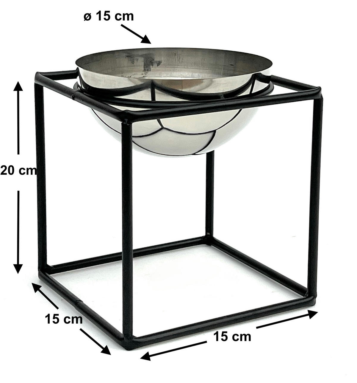 BLUMENHOCKER Metall Schwarz/Silber 15/15/20 cm - Schwarz, Metall (15/20/15cm) - DanDiBo