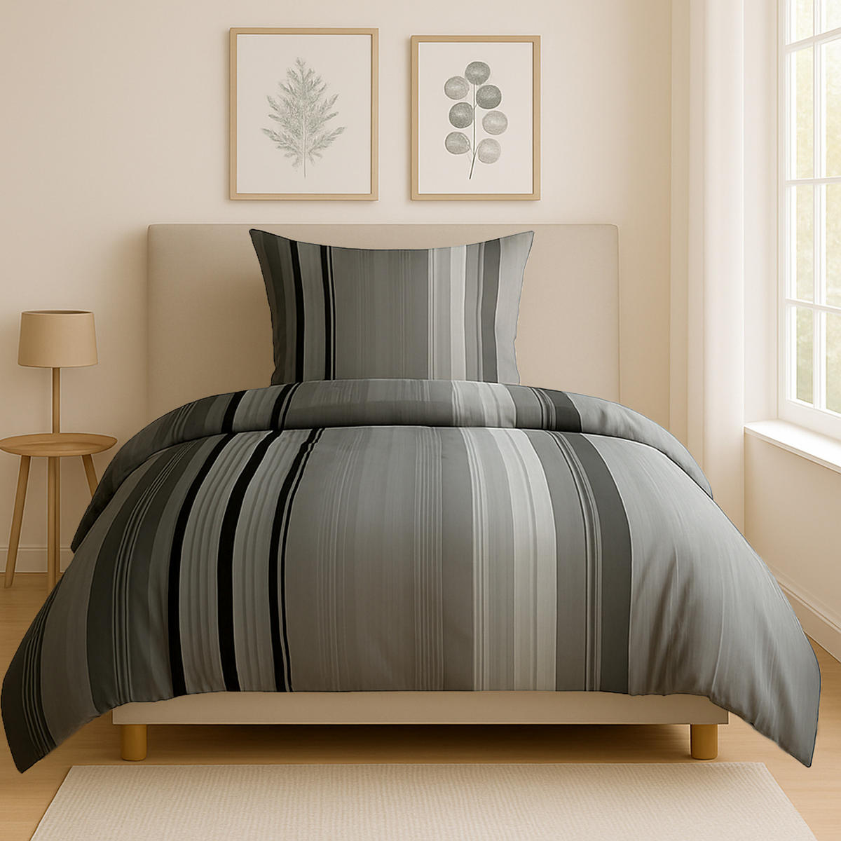 BETTWÄSCHE-SET (135x200cm) - Ameland - Dunkelgrau, Textil (135/200cm) - Bestlivings