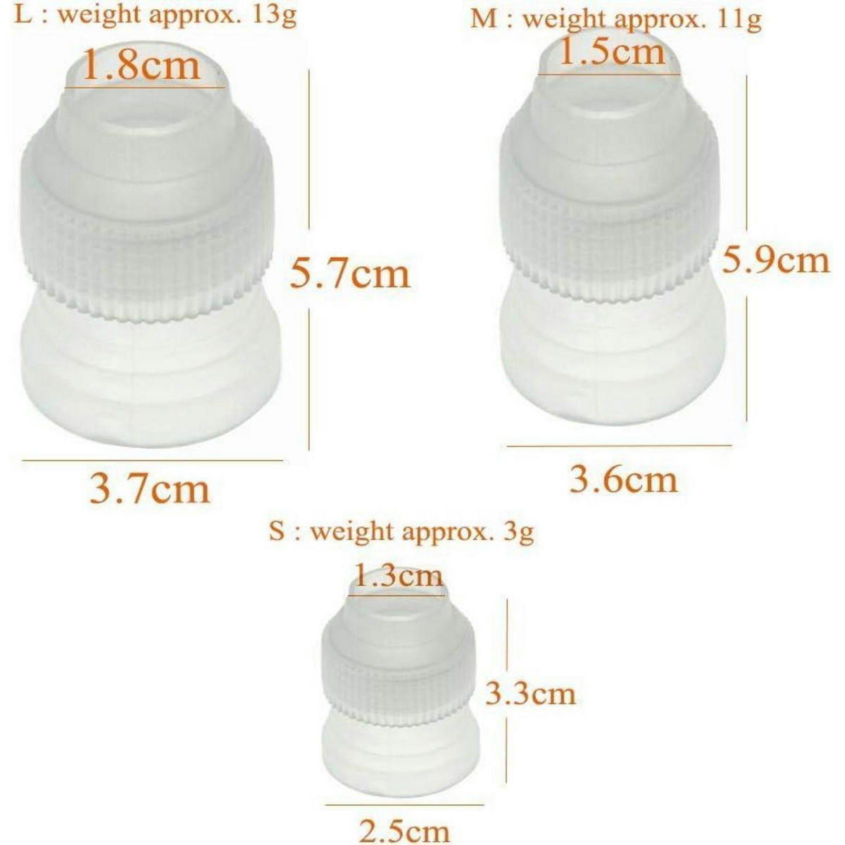 KUPPLUNGEN für Spritzbeutel 12-teiliges Set Kunststoff - Weiß, Kunststoff (3.7/1.8/5.7cm)