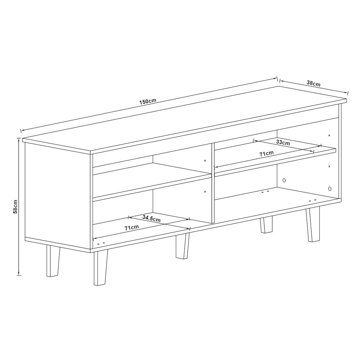 LOWBOARD Stenløse - Hellgrau, Holz/Holzwerkstoff (150/58/38cm) - [en.casa]