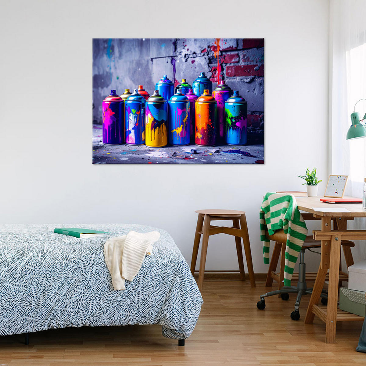 LEINWANDBILD Sprühfarbe Graffiti 120x80cm - Multicolor, Textil (120/80cm) - Feeby