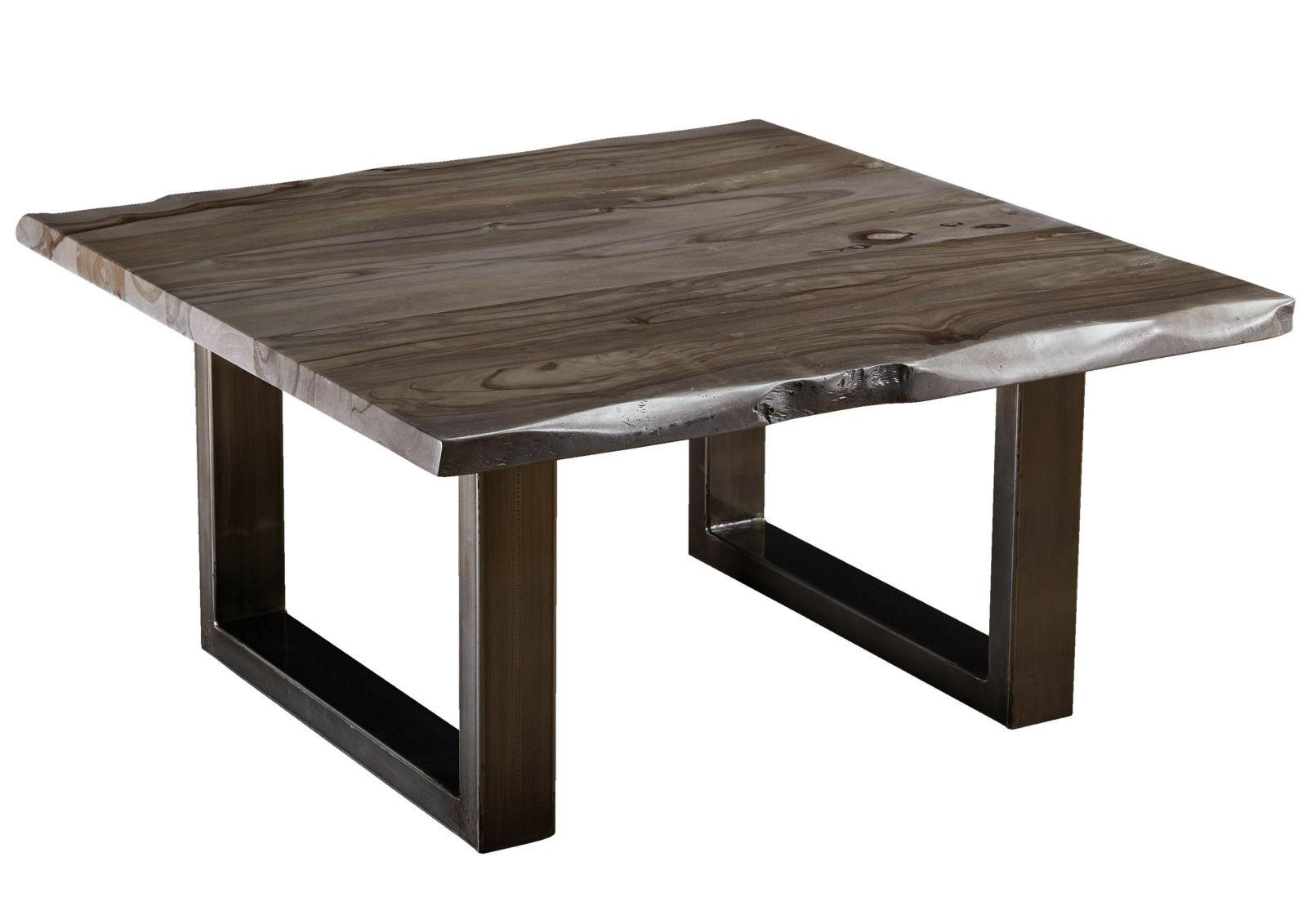 COUCHTISCH Sheesham 90x90x45 smoked oak lackiert Plattenstärke 3,5cm FREEFORM #0317 - Grau, Holzwerkstoff (90/90/45cm) - Massivmoebel24
