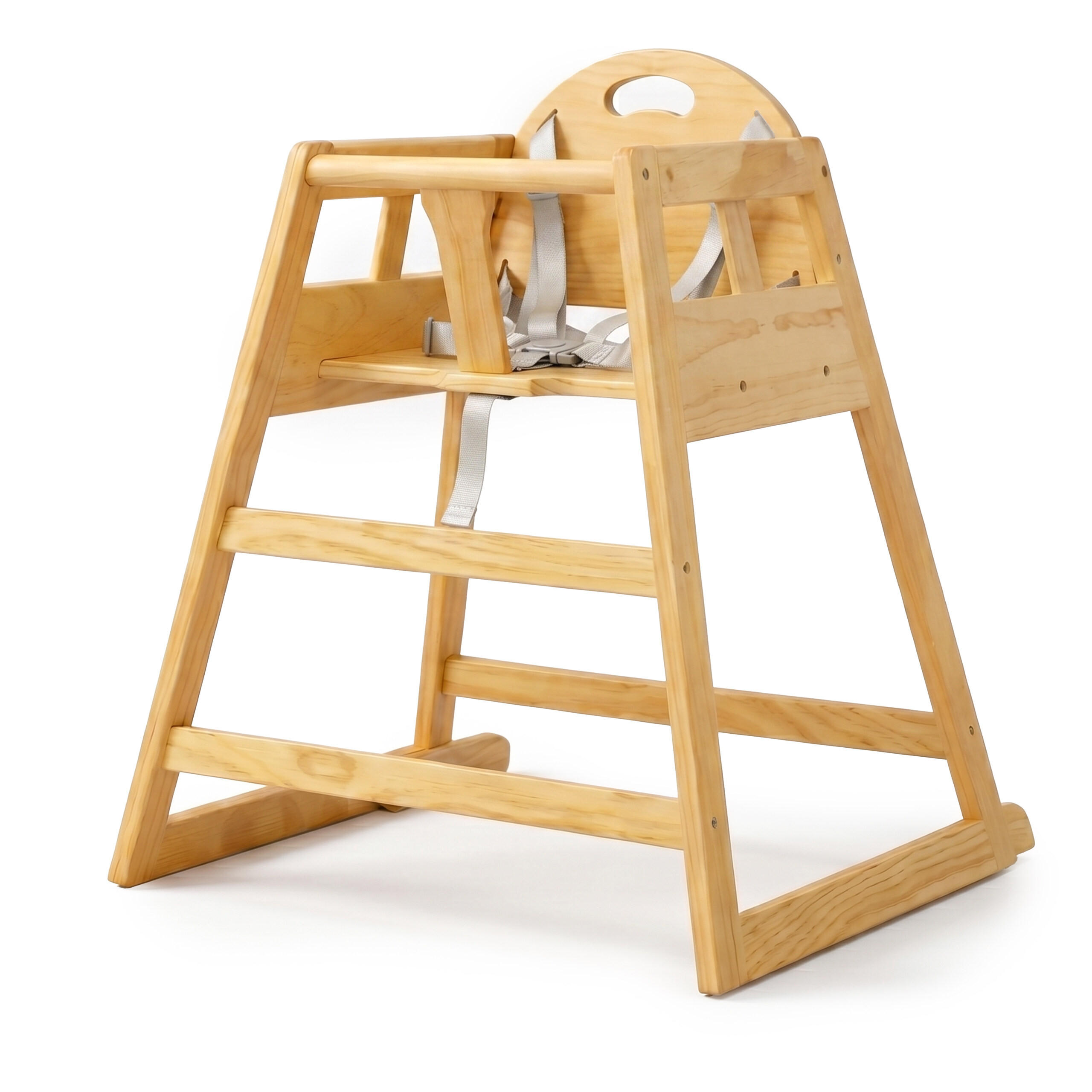 KINDERHOCHSTUHL Natur Kiefernholz 5-Punkt-Gurt - Hellbraun, Holz (48/76/49.5cm) - Relaxdays