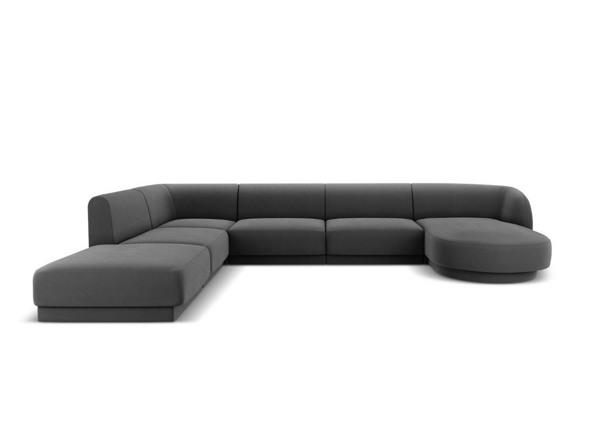 PANORAMASOFA links Miley aus Samt grau 6 Sitzplätze - Grau, Textil (255/70/330cm) - Micadoni