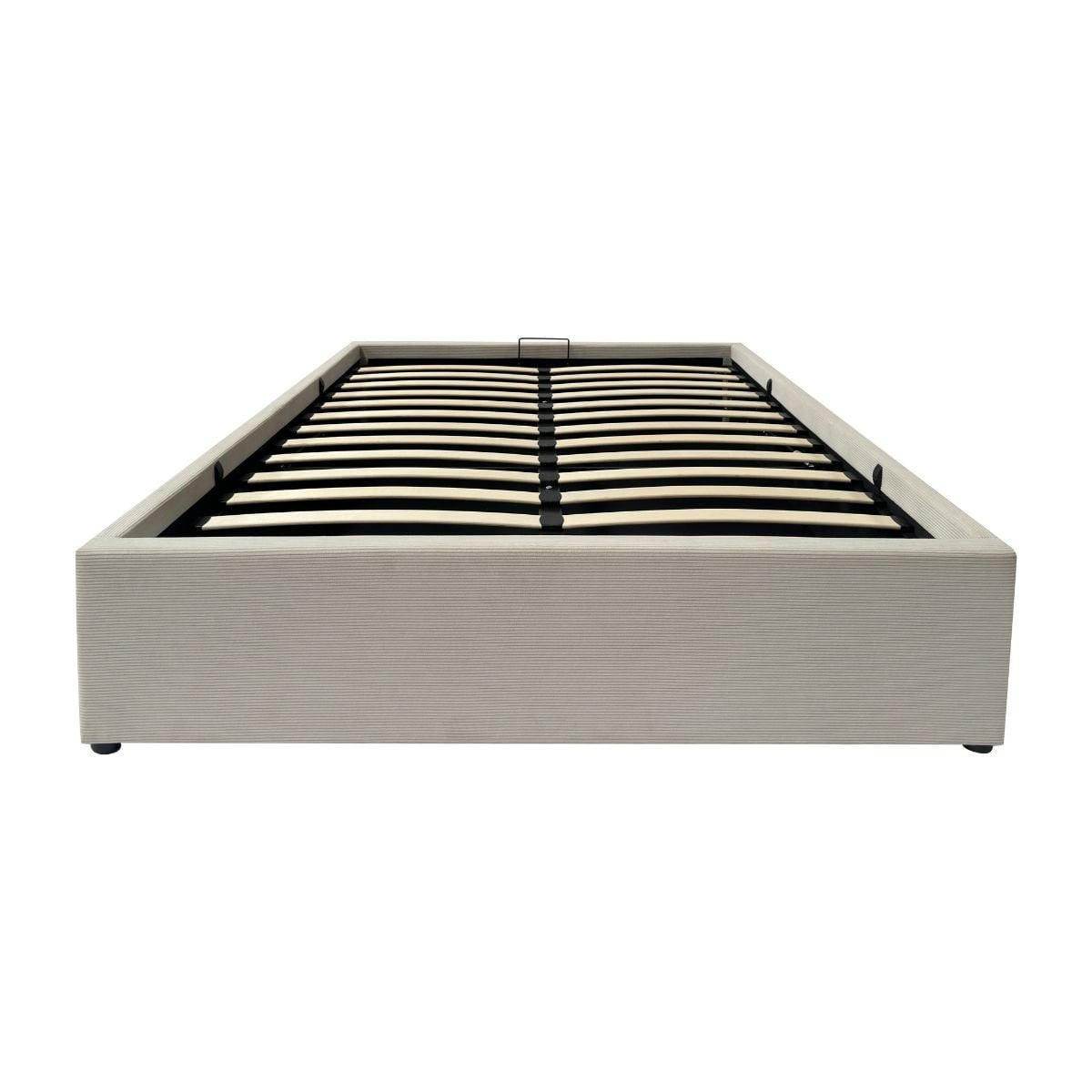 BETTKASTEN bezogen mit samt romy 204/152/36,5 cm - Beige, Holz (140/190cm) - Calicosy