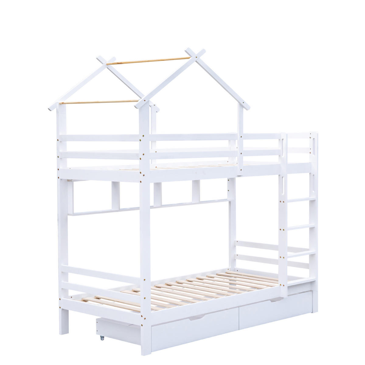 HAUSBETT Kiefer 90/200 cm Weiß - Weiß, Holz/Holzwerkstoff - Raumix