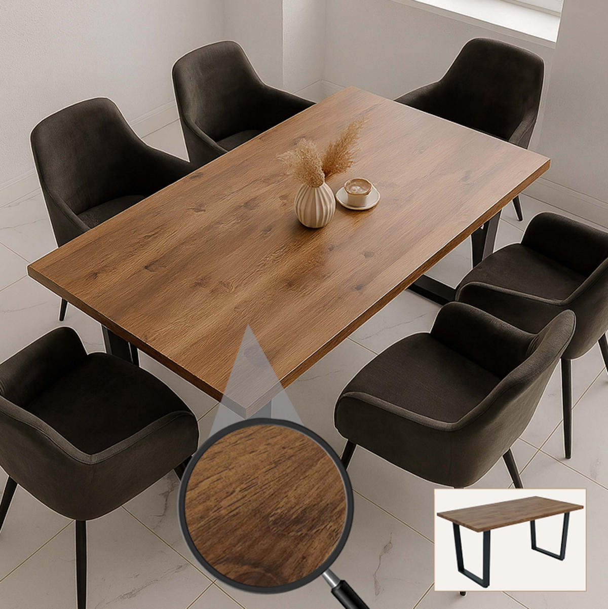 ESSZIMMERTISCH rechteckig Walnuss Dekor - Walnussfarben, Holzwerkstoff (90/160/75cm) - MCW