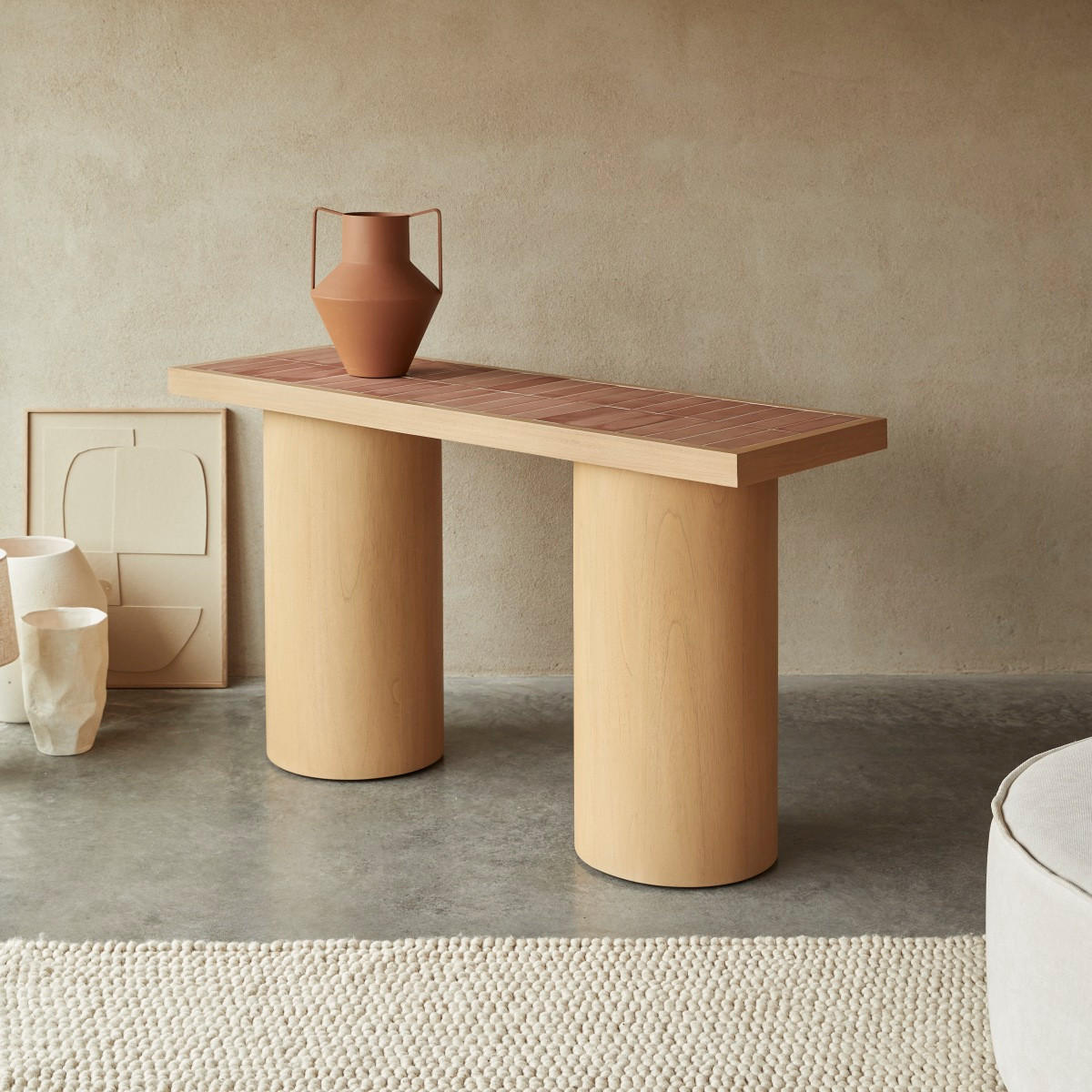 KONSOLENTISCH Karel Natur aus Teak - Naturfarben, Holz (45/137/81cm) - Tikamoon
