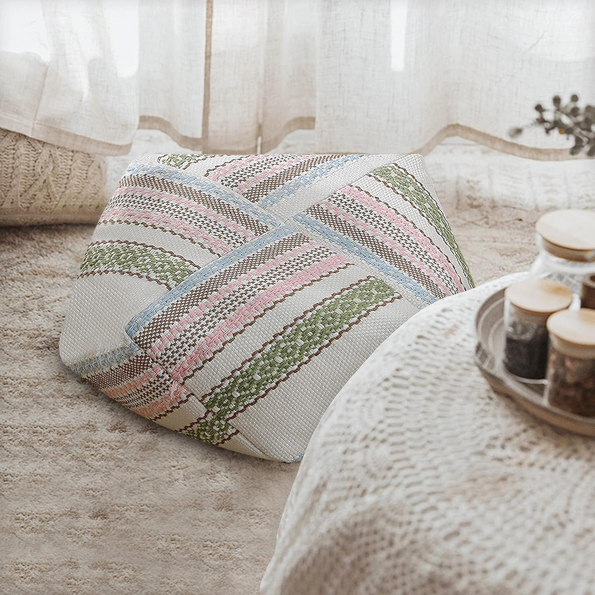 BODENKISSEN-BEZUG Bunte Linien - Multicolor, Textil (53/53/20cm) - Vercart