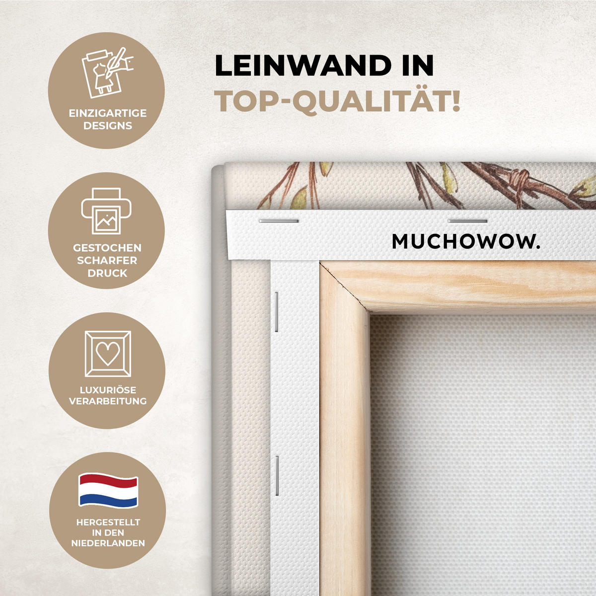 LEINWANDBILD Osterkuchen - Schleife - Eier Deko Schlafzimmer 30x20 cm - Creme, Textil (30/20cm) - MuchoWow