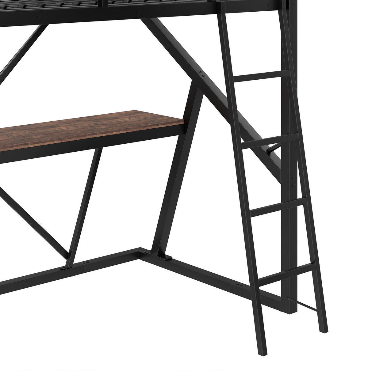 HOCHBETT 90/200 cm aus Metall mit Schreibtisch, LED, Schwarz - Schwarz, Metall (90/200cm) - OKMYHOME