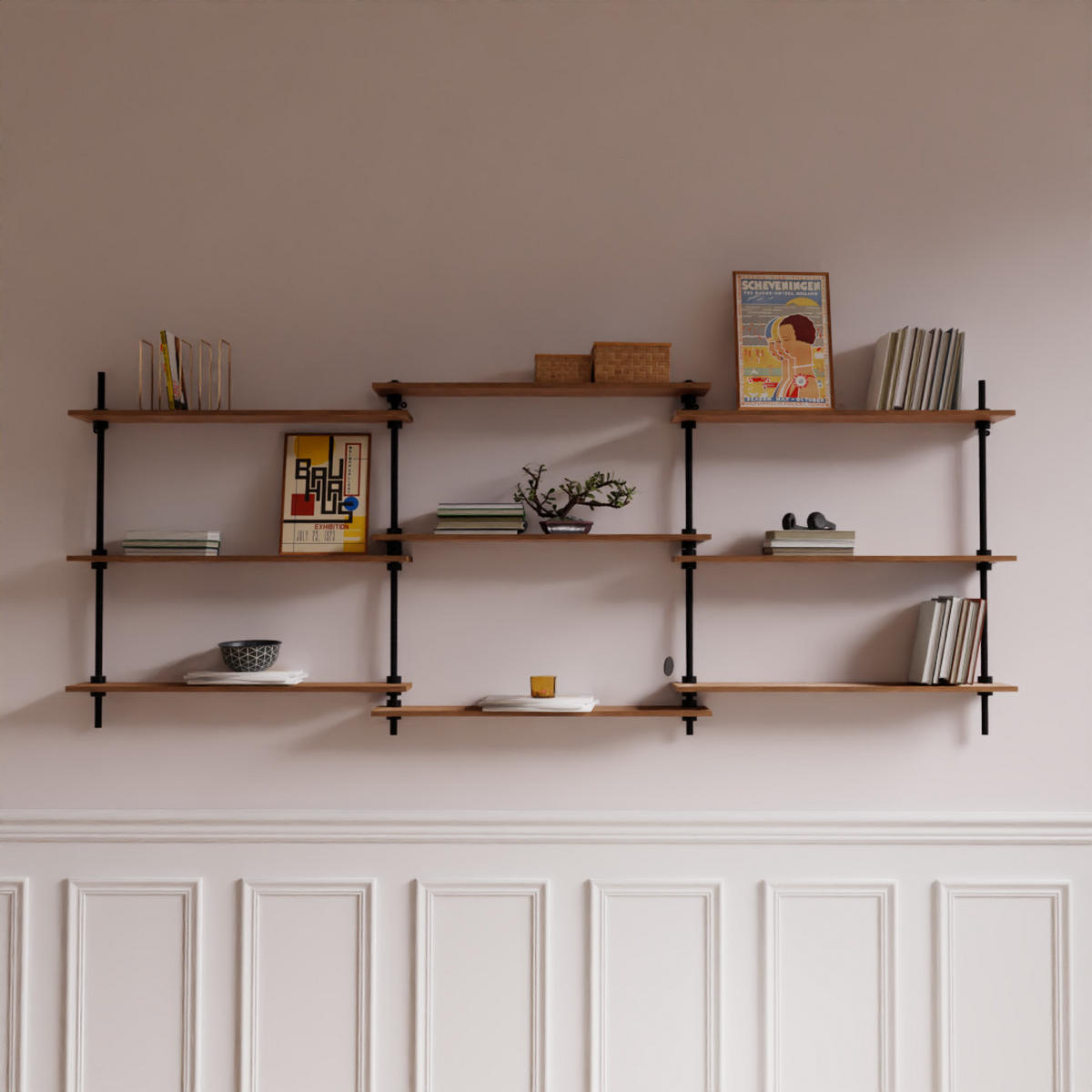 REGALSYSTEM mit Wandregalen 92x235x17,5 - Eiche San Remo, Metall (235/92.5/17.5cm) - AR Shelving