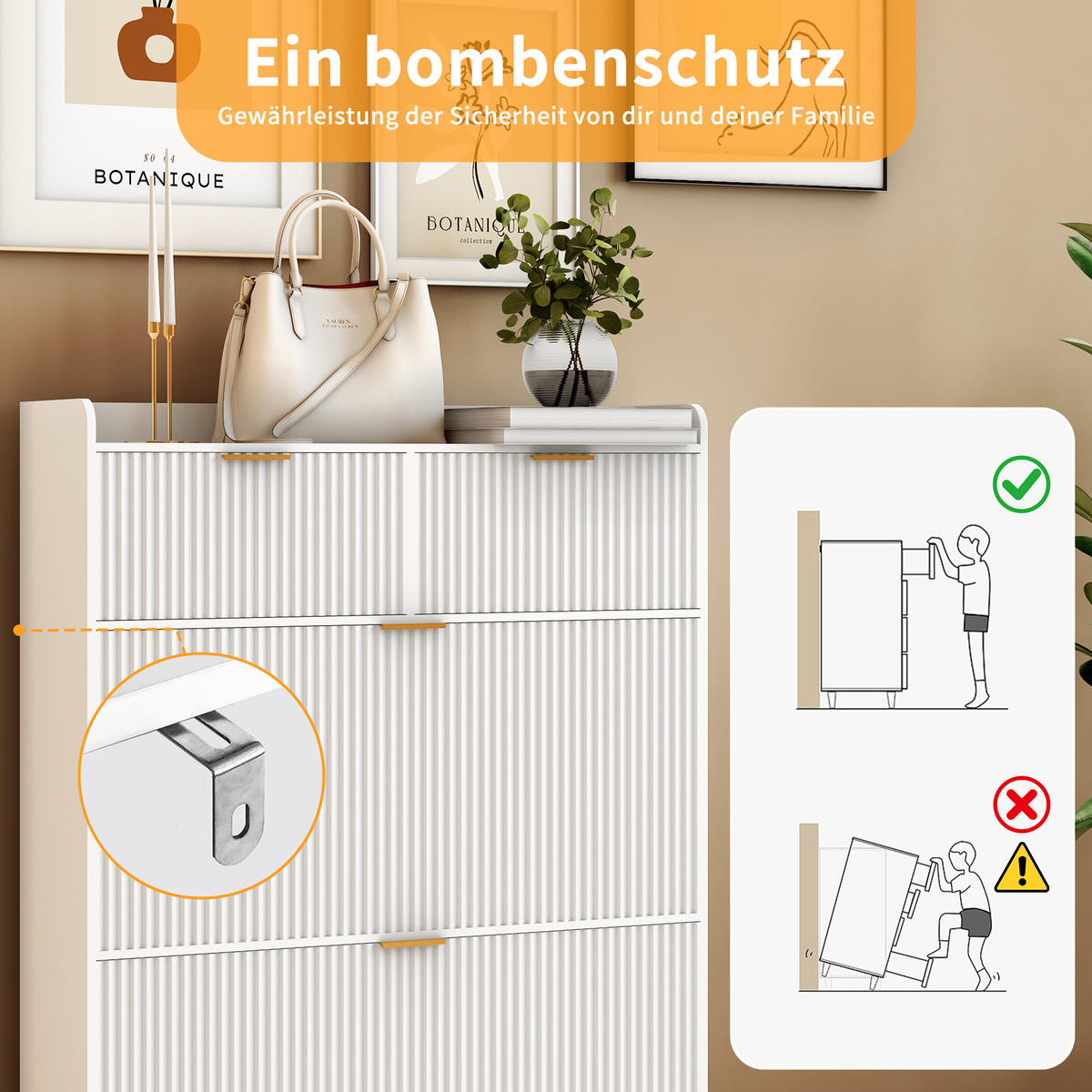 SCHUHSCHRANK 80x24x110 cm Schubladen Trennwände Metallbeine weiß - Weiß, Holz (80/110/24cm) - LEBENLANG