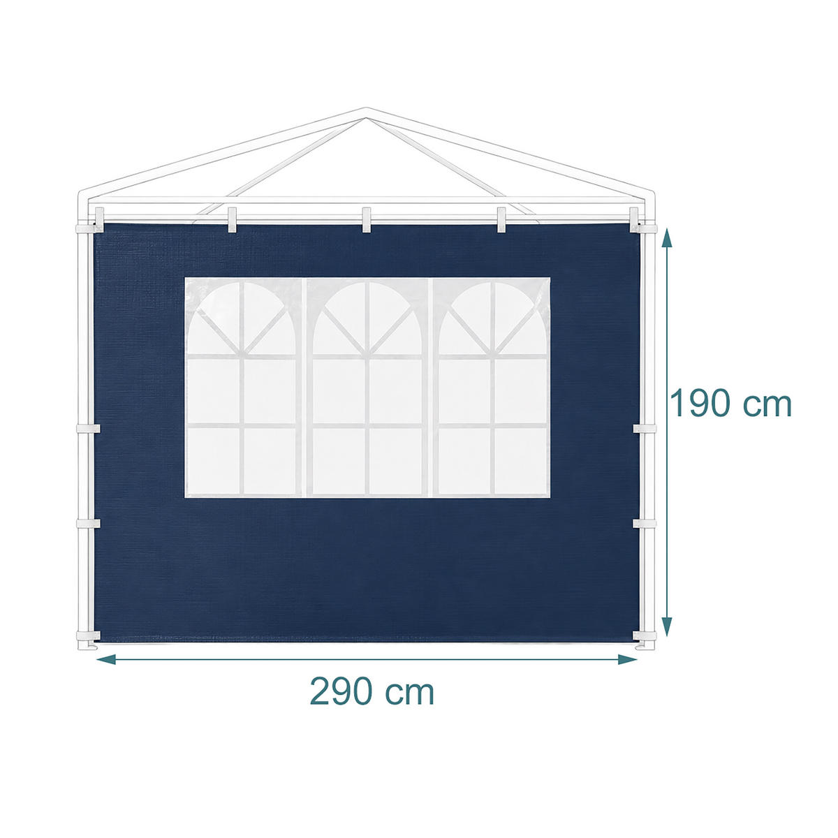STENA Modrá 2-dielny-set pre altánok s oknom - modrá, plast (290/190/0.5cm) - Relaxdays