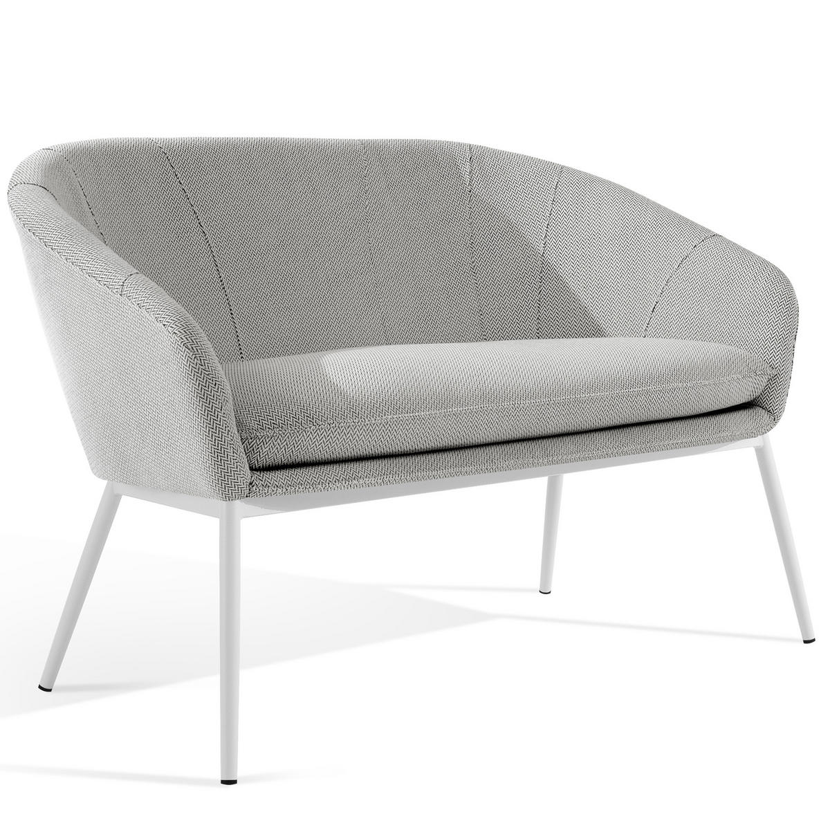 GARTENMÖBELSET SOLIS Gartenlounge-Set, hellgrau/weiß - Hellgrau, Textil/Metall - KONSIMO®