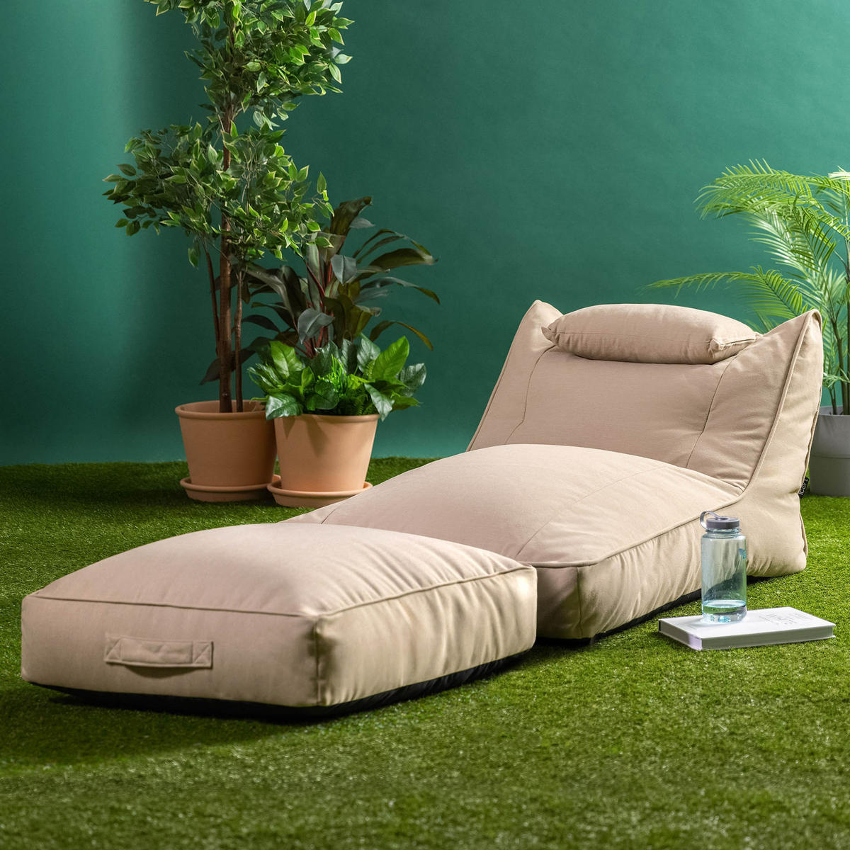 SITZSACK Outdoor mit Bodenkissen Nova - Beige, Textil (84/68/180cm) - icon