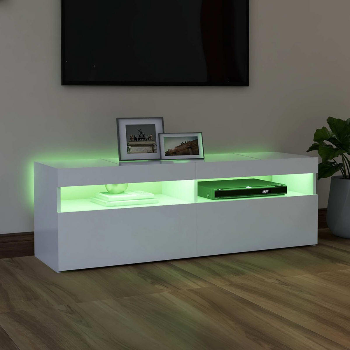 TV-SCHRANK Mit Led-Leuchten Weiss 120/35/40 Cm - Weiß, Holzwerkstoff (34/40/70cm) - vidaXL