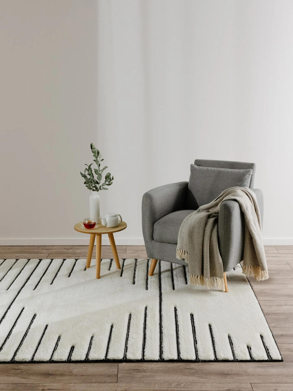 TEPPICH Elvy Cream/Grau 200x300 cm - Creme, Kunststoff (200/300cm) - benuta
