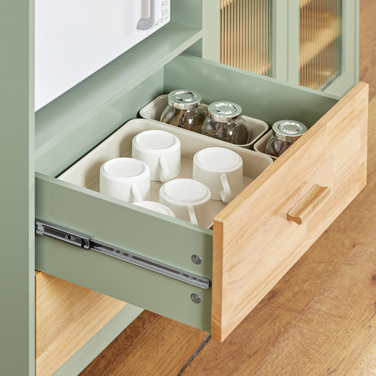 KÜCHENSCHRANK Grün - Grün, Glas/Holz (120/90/40cm) - SoBuy