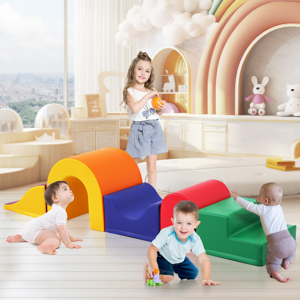 SCHAUMSTOFFBAUSTEINE Kinder Spielset - Orange, Textil (40/38/35cm) - Fortuna Lai