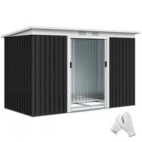 GARTENHAUS aus Stahlblech mit Schiebetüren 280 x 130 x 172 cm ,grau-schwarz - Grau, Metall (130/172/280cm) - Vallsero