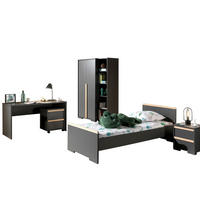 KINDERZIMMER komplett Set 6-tlg. Kariotta 10 Anthrazit Griffe Massivholz - Anthrazit, Holzwerkstoff (588/1/347cm) - 58aufmkessel