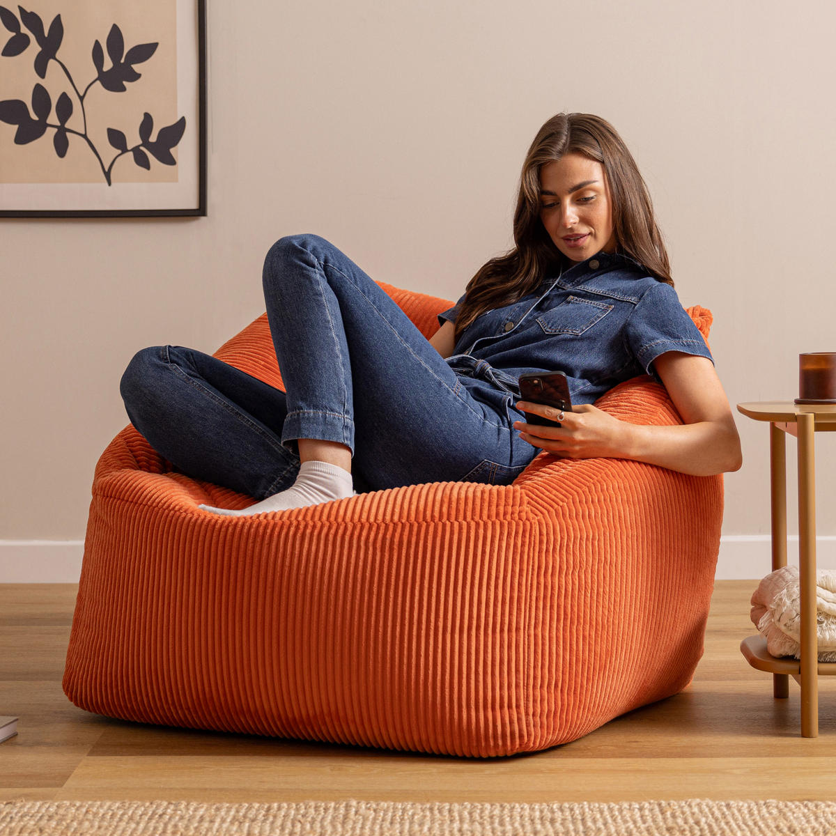 SITZSACK Cord Sessel Natalia - Terracotta, Textil (97/73/84cm) - icon