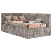 POLSTERBETT TILVO 90/200 - Hellbraun Cord - Taschenfederkernmatratze - Links - Hellbraun, Textil (90/200cm) - MKS