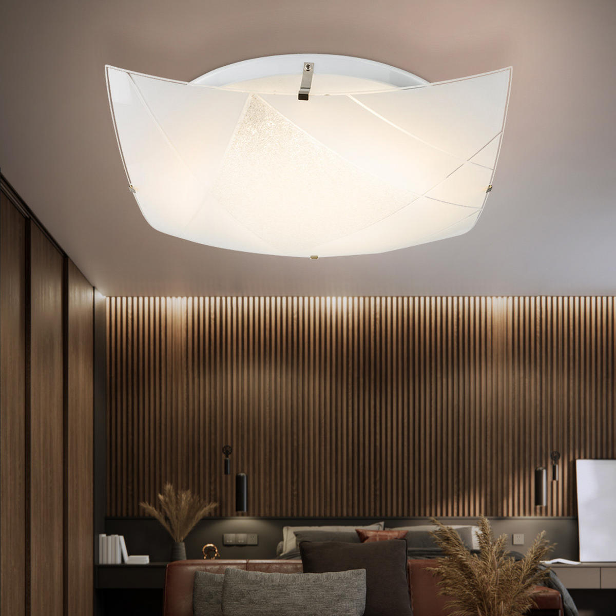 LED DECKENLEUCHTE ARIOLA Weiß Metall Glas - Weiß, Glas (40/40/10cm) - Globo Lighting