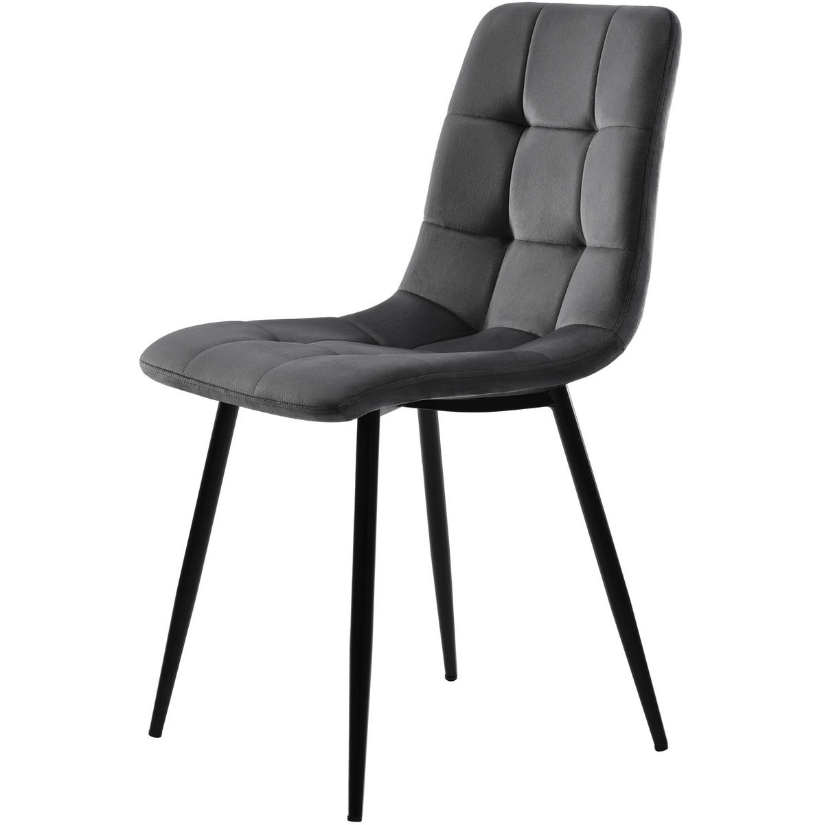 ESSZIMMERSTUHL gepolstert 44 x 41 x 86 cm Samt Grau 4er-Set - Schwarz, Metall (44/86/46cm) - Meubliv