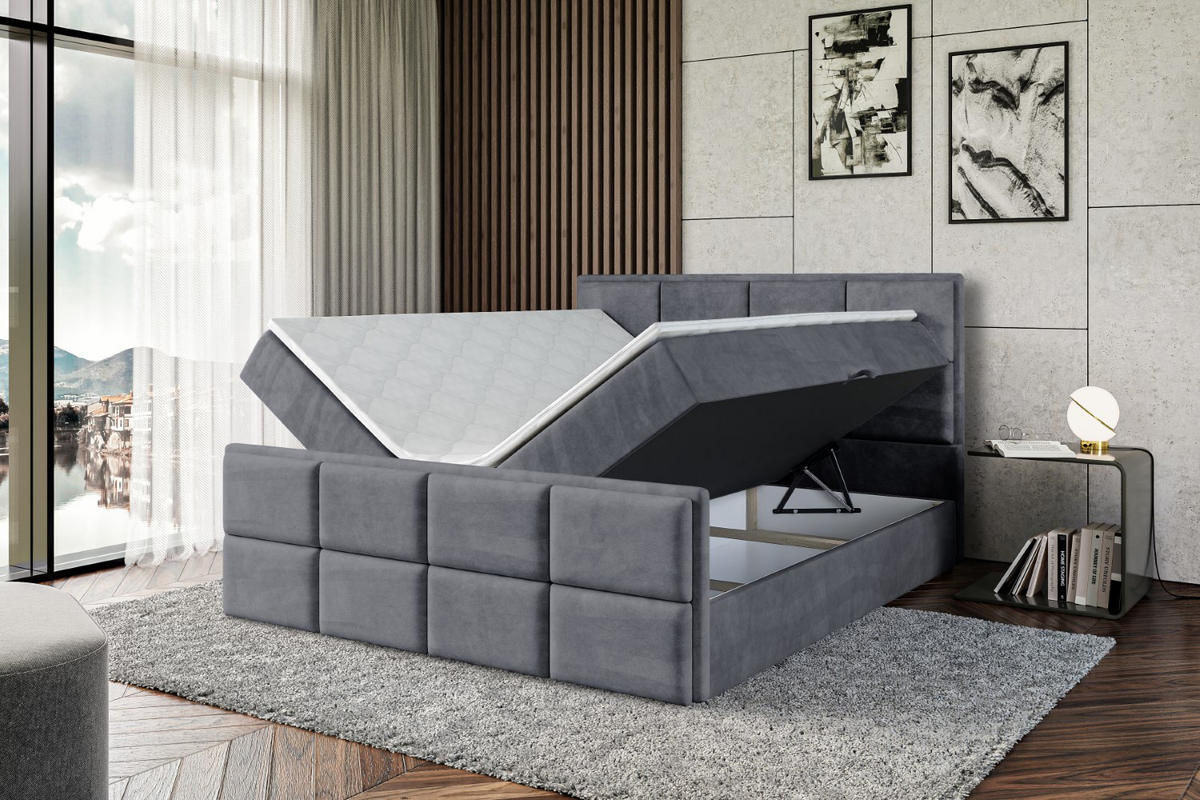 BOXBETT NOVA-Z - 120 x 200 - H4 - Dunkelgrau - Dunkelgrau, Holzwerkstoff (120/200cm) - ALTDECOR