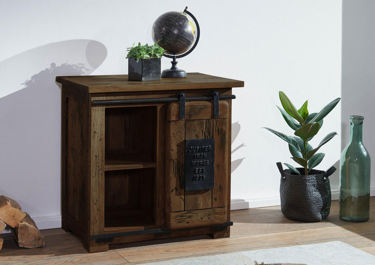 KOMMODE Mango 70x45x70 braun lackiert RAILWAY #424 - Braun, Holz (70/70/45cm) - Massivmoebel24