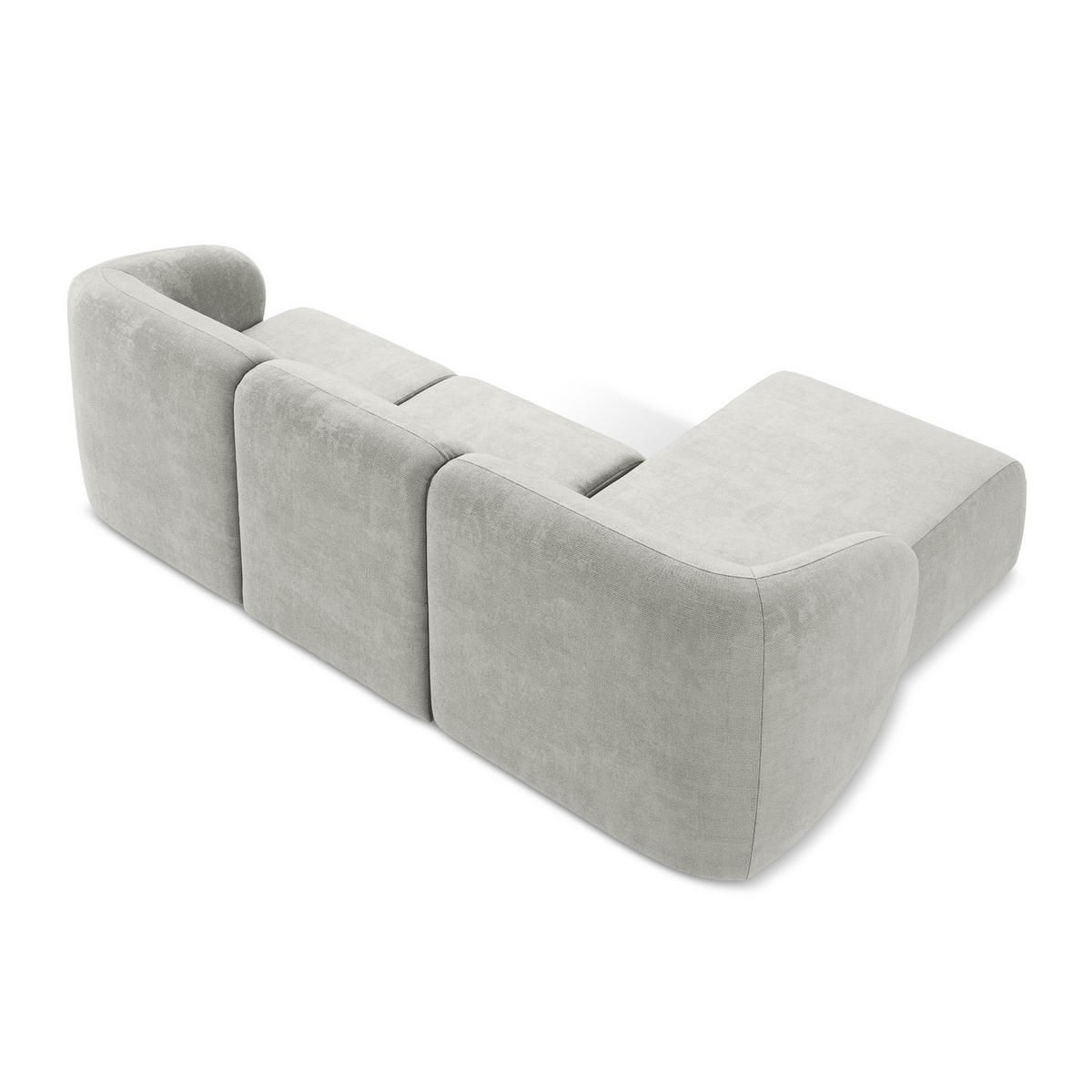 ECKSOFA Links Chenille Stoff Grau - Hellgrau/Schwarz, Holzwerkstoff/Kunststoff (248/166cm) - LaMiaSofa