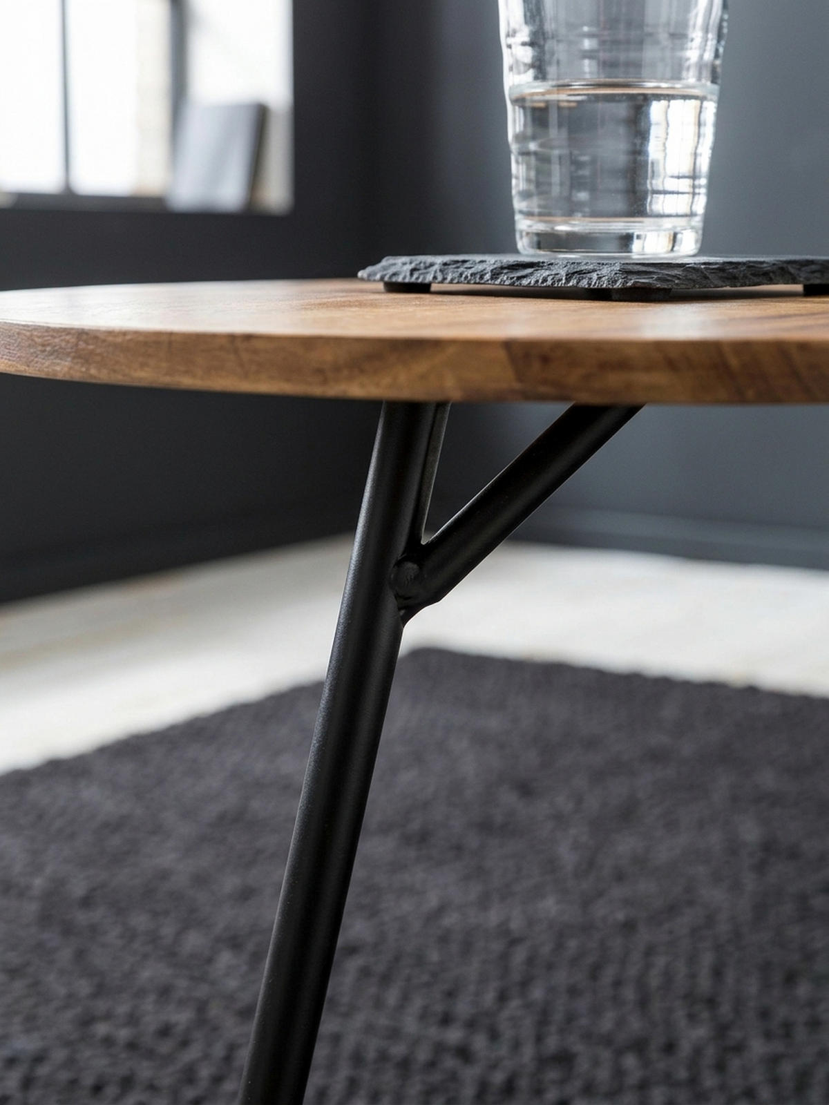 BEISTELLTISCH – Massivholz Metall große Platte Industrial - Schwarz/Braun, Holz/Metall (40/40/46cm) - KADIMA DESIGN