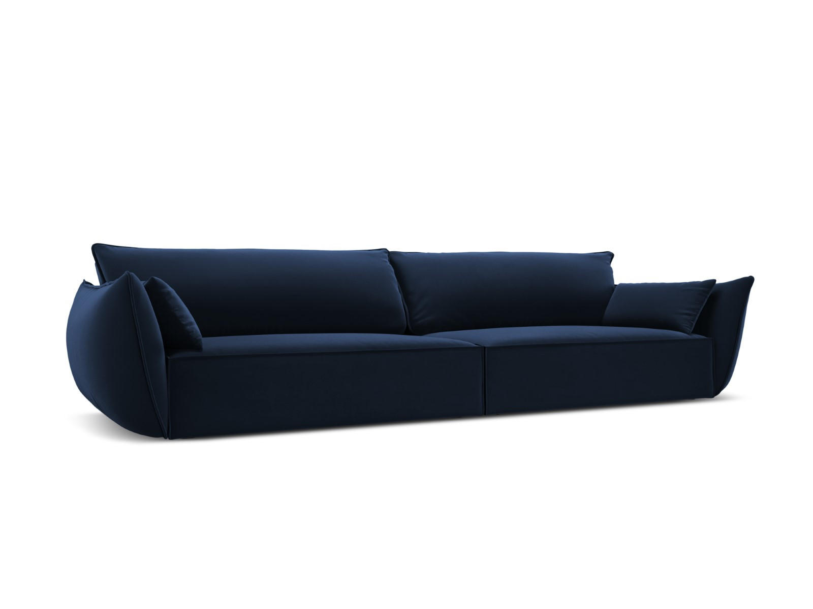 SOFA Kaelle aus Samt königsblau 4 Sitzplätze - Blau, Textil (110/85/248cm) - Micadoni