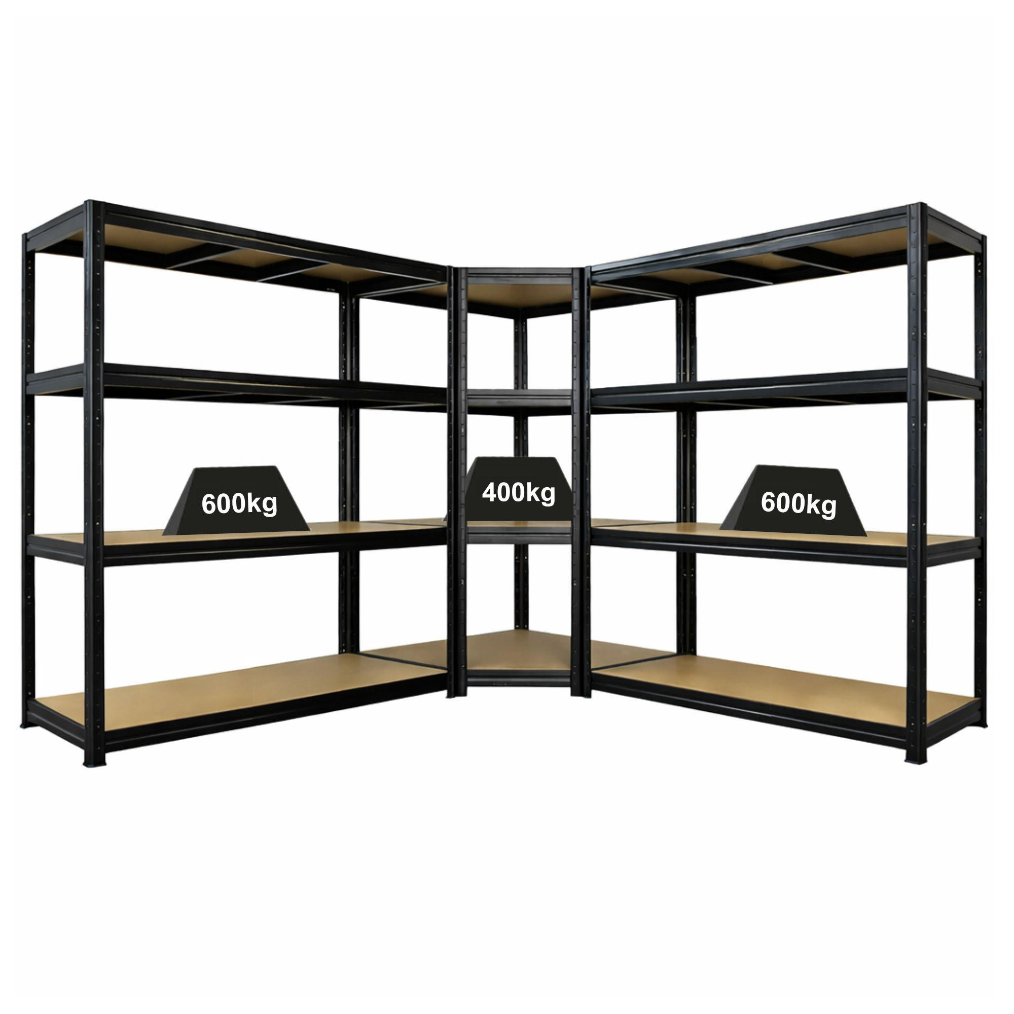 ECKREGAL SparSet mit 2x Schwerlastregal Dino 180 x 180 x 60 cm Schwarz - Schwarz, Metall (270/180/60cm) - PROREGAL