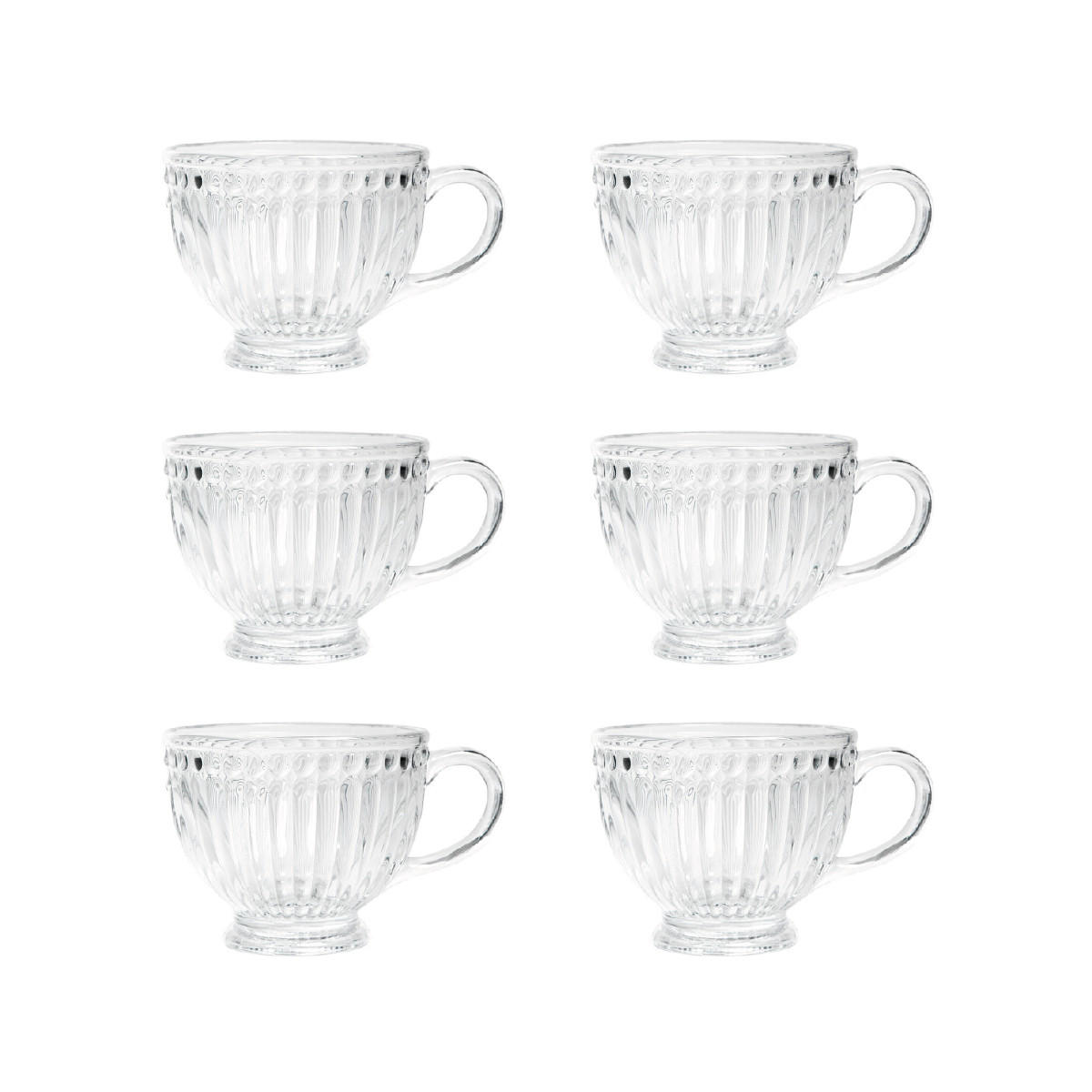 TASSE Barrel gestreiftes 0,36 l 6er-Set - Transparent, Glas (0.36L) - Homla