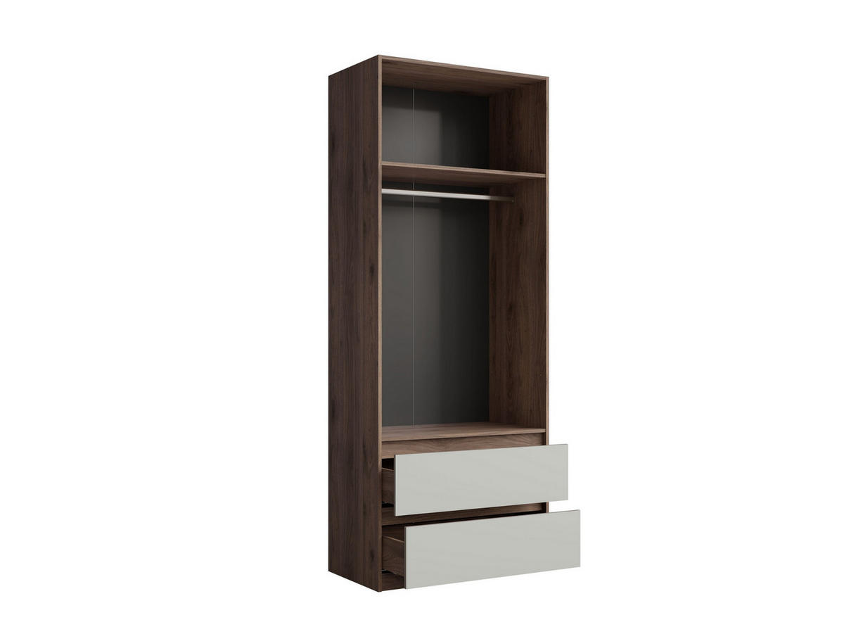DREHTÜRENSCHRANK VELEN 90/230,5/51,4cm 2-türig Nussbaumfarben - Nussbaumfarben/Grau, Holzwerkstoff (90/230.5/51.4cm) - MASSENO