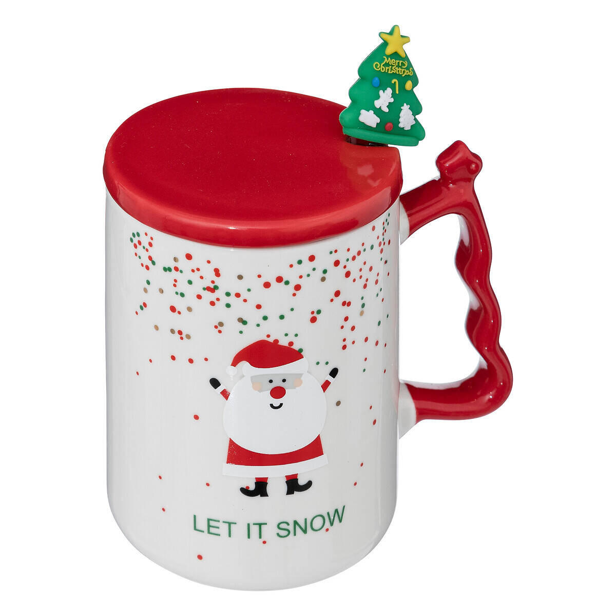 WEIHNACHTSTASSE mit Löffel und Deckel 350 ml - Weiß, Keramik (8/10.7/8cm) - Atmosphera Createur d´interieur